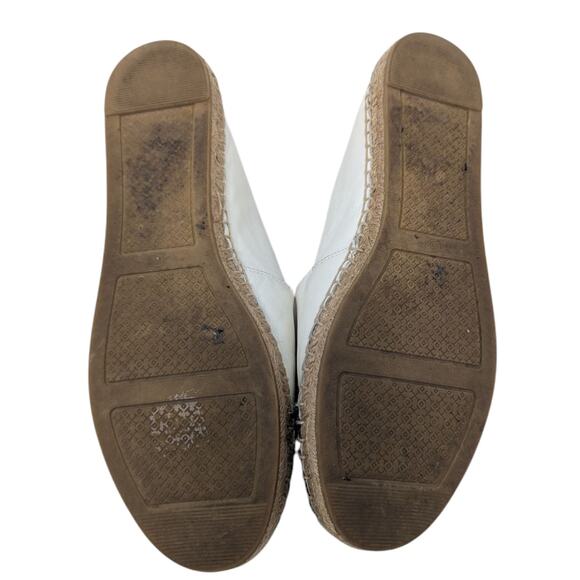 Tory Burch Colorblock Leather Espadrilles White Black Cap Toe Flats Size 10 - Picture 6 of 9